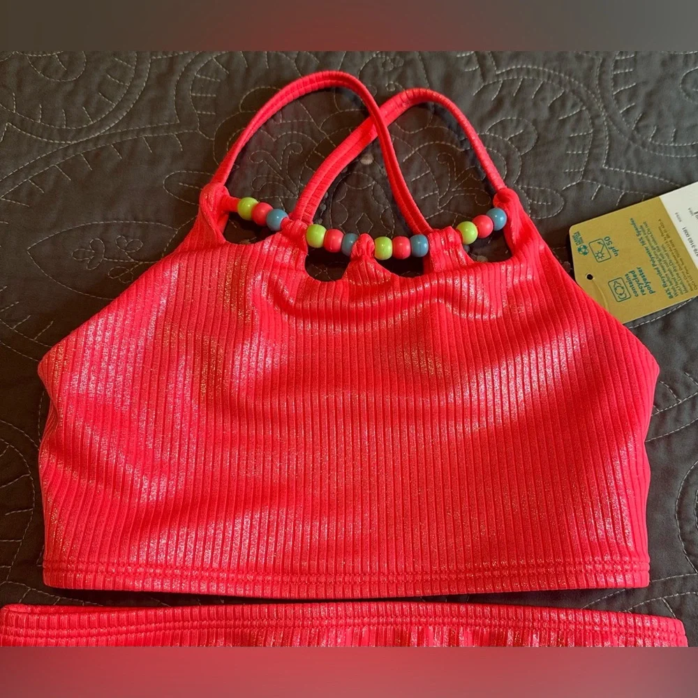 Thereabouts Girls Coral Fun 2 Piece Tankini Set NWT Size XS 6/6X